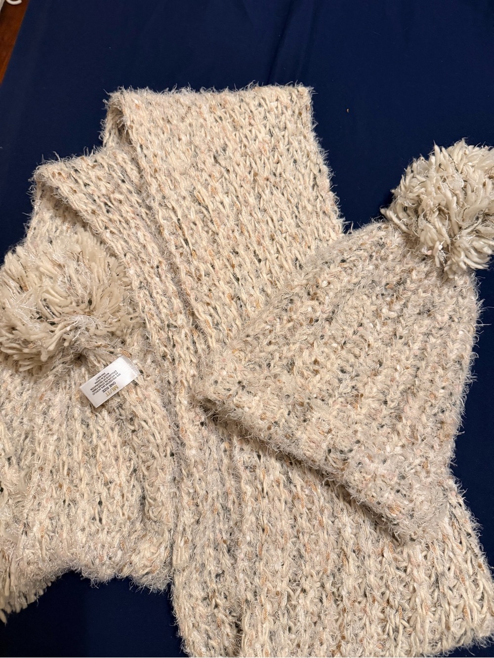 Mixit Cream Knit Beanie and Scarf Set